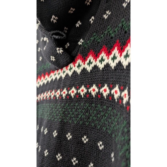 Chaps Ralph Lauren Womens Fair Isle Sweater 1X Shawl Collar Ski Cabincore Cotton - Picture 5 of 10